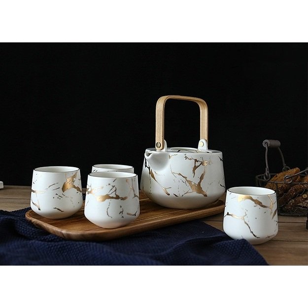 Keramikinis arbatinukas ir 4 pialos (800 ml.)